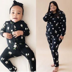 Midnight magnolia footie and women’s jogger pajamas